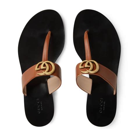 gucci brown leather thong sandal|gucci unisex sandals.